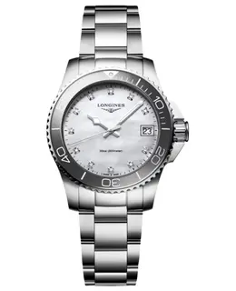 Longines HydroConquest Quartz Mother of Pearl Diamond Dial Steel Women's Watch L3.370.4.87.6