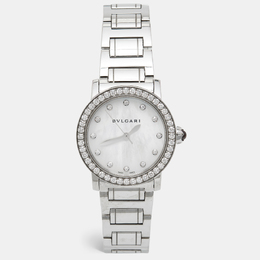 Bulgari Mother Of Pearl Diamond Stainless Steel Bulgari Bulgari 102375 Women's Wristwatch 33 mm 983271