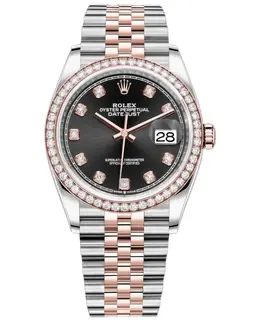 Rolex Datejust 36mm Steel & Everose Gold, Black Diamond Dial, Model M126281RBR-0007