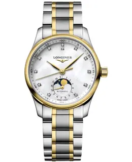 Longines Master Collection Automatic 34mm Mother of Pearl Diamond Dial 18K Yellow Gold Bezel Women's Watch l2.409.5.87.7