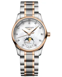 Longines Master Collection Automatic L24095897, 34mm Mother of Pearl Diamond Dial, 18K Rose Gold Capped Bezel Women's Watch
