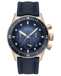 Blancpain Fifty Fathoms Bathyscaphe Flyback Chronograph Automatic Blue Dial Fabric Strap Men's Watch 5200-3640-o52a