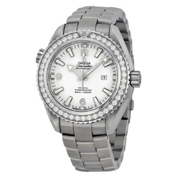 Pre-owned Omega Seamaster Planet Ocean White Dial Diamond Bezel Ladies Watch, Ref 232.15.38.20.04.001