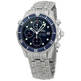 Pre-owned Omega Seamaster Chronograph Blue Wave Dial Mens Watch 2225.80