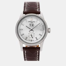 Breitling Transocean A1631053/A765 Automatic White Shell Stainless Steel Men’s Wristwatch 38mm 949988