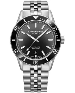 Raymond Weil Authentic Men's Sports Watch Automatic Diver 300m Black Dial Stainless Steel Model: 2775ST120051