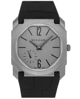 Bulgari Octo Finissimo Automatic Grey Dial Black Leather Men's Watch 102711