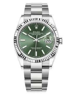 Rolex Datejust 36 Women's Watch Model M126234-0052, Steel & White Gold Case, Mint Green Dial