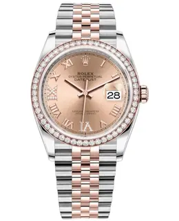 Rolex Datejust 36 Rose Diamond Pave Roman Dial Everose Gold Bezel Women's Watch Model M126281RBR-0015
