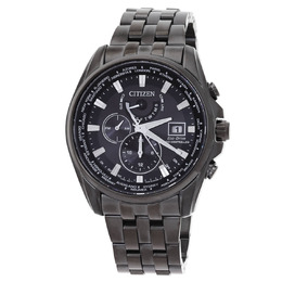 Citizen Perpetual Alarm Chronograph Quartz Black Dial Mens Watch AT9127-80E