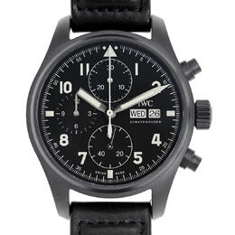 IWC Pilot Chronograph Tribute To - 3705 Automatic Mens Watch with Black Dial and Ceratanium Case, iw387905