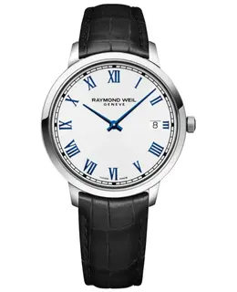 Raymond Weil Toccata Classic Men's Watch Model 5585-STC-00353 White Dial Black Leather Strap with Alligator Motif