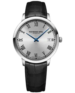 Raymond Weil Toccata Classic Quartz - Silver Dial Black Leather Strap Men's Watch Model 5585STC00659