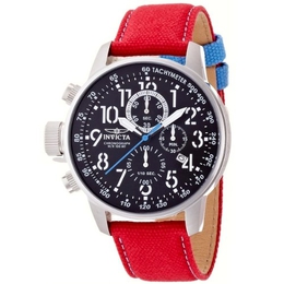 Invicta Force 12070 Chronograph Watch - Black Dial Red Nylon Strap Men's Analog
