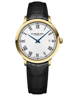 Raymond Weil Toccata Classic 39mm Quartz White Dial Black Leather Strap Men's Watch Model:5485-PC-00359