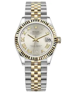 Rolex Datejust M278273-0004, Yellow Gold and Stainless Steel Case, Silver Pave Roman Dial Women's Watch