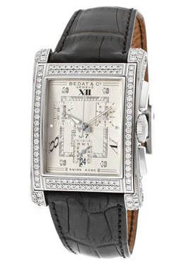 Bedat No. 7 Silver Dial Chronograph Black Leather Ladies Watch 778.050.109