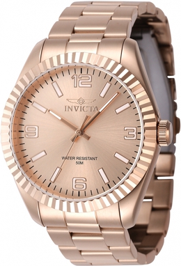 Men's Invicta 47462 - Analog Rose Gold Tone Quartz Watch with Fixed Bezel