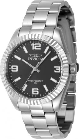 Invicta 47463 - Silver-tone Stainless Steel Ladies Watch, Black Dial with Luminescent Hands & Markers