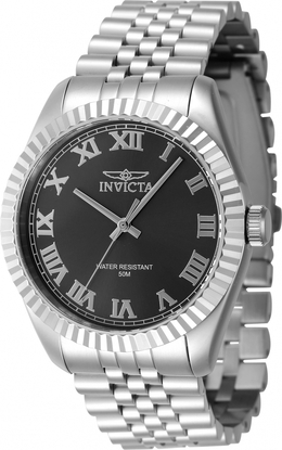 Invicta Specialty Mens Quartz Watch 47396 Black Dial in Silver Stainless Steel
