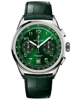 Breitling Premier B01 Chronograph 42 AB0145371L1P2 - Green Dial Leather Strap Men's Automatic Watch