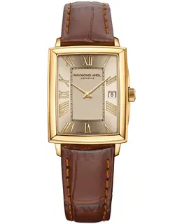 Raymond Weil Toccata Women's Watch - Model 5925-PC-00100 Champagne Dial, Black Leather Strap