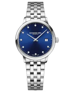 Authentic Raymond Weil Toccata Blue Diamond Dial Steel Women's Watch Model 5985-st-50081