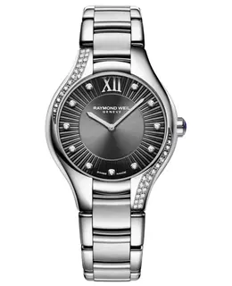 Authentic New Raymond Weil Noemia Grey Dial Diamond Steel Women's Watch Model 5132-S1S-60181