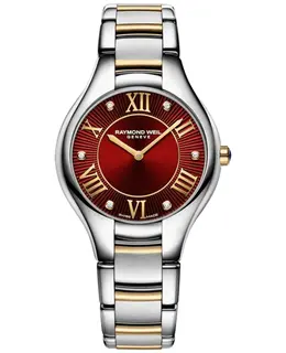 Raymond Weil Noemia Red Diamond Dial Steel Women's Watch, Model 5132-STP-00456