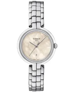 Tissot Flamingo Powermatic 80 Mother of Pearl Diamond Dial Steel Women's Watch t0942101111602