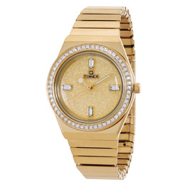 TW2W10500VQ Timex Q Quartz Crystal Gold Dial Ladies Watch