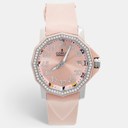 Corum Pink Resin Stainless Steel Diamond Rubber Admiral's Cup Wristwatch - Article 998467