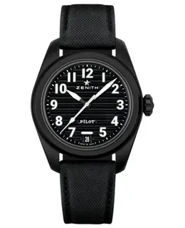 Brand New Authentic Zenith Pilot Skyline Automatic Men's Watch - Black Dial Ceramic Rubber Strap Model 49.4000.3620/21.I001