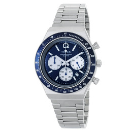 Timex Q Chronograph Quartz Mens Watch TW2W51600VQ Blue Dial