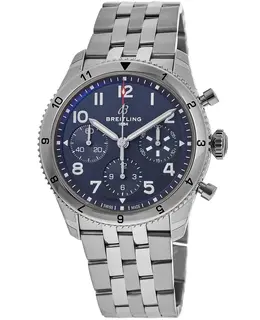 Breitling Classic Avi Chronograph 42 Model A233801A1C1A1 Blue Dial Steel Men's Watch