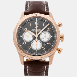 Breitling Navitimer Brown 18k Rose Gold Automatic Mens Watch RB0117131Q1P1