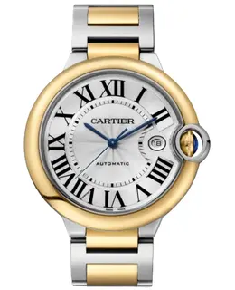 Cartier Ballon Bleu de Cartier W2BB0039 Automatic Silver Dial 18K Yellow Gold Bezel Steel Men's Watch