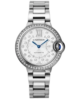 Authentic Cartier Ballon Bleu de Cartier W4BB0035 - Women's Automatic Silver Dial Diamond Bezel Steel Watch