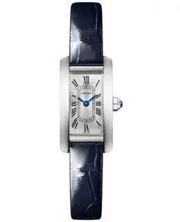 Cartier Tank Americaine WSTA0081 - Silver Dial, Blue Leather Strap