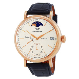 IWC Portofino Hand Wind Moon Phase Silver Dial Mens Watch IW516409