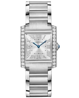 Authentic Cartier Tank Francaise Medium W4TA0021 Quartz Silver Dial Diamond Steel Women's Watch