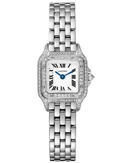 Cartier Panthere de Cartier Mini Quartz Silver Dial Diamond 18K White Gold Women's Watch wjpn0046