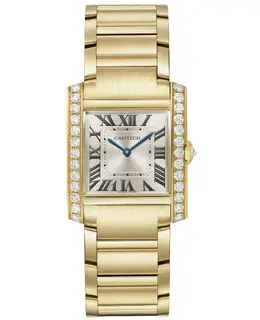 Authentic Cartier Tank Francaise Medium Quartz Watch with Champagne Dial Diamonds