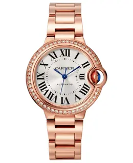Cartier Ballon Bleu de Cartier WJBB0063 Women's Luxury Automatic Watch - Silver Dial, Diamond Bezel on 18K Rose Gold