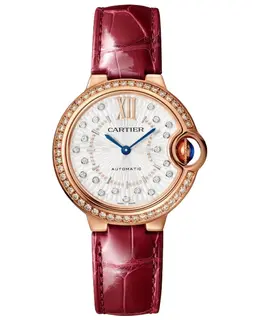 Cartier Ballon Bleu de Cartier WJBB0080, 18K Rose Gold Case with Burgundy Alligator Leather Strap