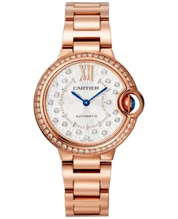 Articulated Cartier Medium Automatic Silver Dial Diamond Bezel 18K Rose Gold Women's Watch WJBB0083