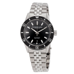 Raymond Weil Freelancer Diver 2775-ST1-20051: Silver Stainless Steel, Unidirectional Black Ceramic Bezel Automatic Mens Watch