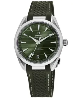 New Omega Seamaster Aqua Terra Master Co-Axial Automatic Green Dial Rubber Strap Men's Watch Model 220.12.38.20.10.001
