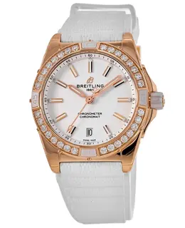 Women's Breitling Super Chronomat Automatic 38mm Cream Dial Watch with Beige Rubber Strap (Ref: R17356531G1S1)