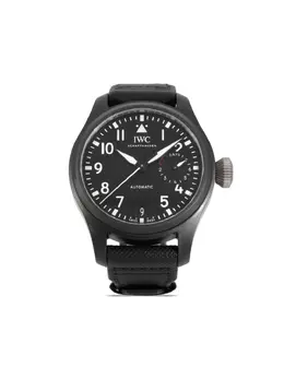 IWC Big Pilot Top Gun 2016 (46mm) - Ref: 46mm black round face luminescent dial Arabic dial baton hands screw-down crown ceramic calfskin leather strap sapphire-crystal glass anti-reflective coating automatic movement date indication power reserve indicator 7-day power reserve folding buckle
